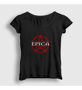 Presmono Kadın Siyah Pentagram Epica T-Shirt 385267tt