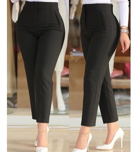 Kadın üste Oturan Paçası Bilek üzerinde Biten Krep Kumaş Kumaş Pantolon 36 (S) - 50 (5XL)