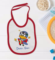 BK Kids Kişiye Özel Sevimli Pilot Tasarımlı Kırmızı Bebek Mama Önlüğü-3