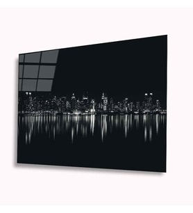 Gece Şehir Manzarası Cam Tablo 4mm Dayanıklı Temperli Cam