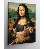 Kanvas Tablo Mona Lisa Ve Kedi