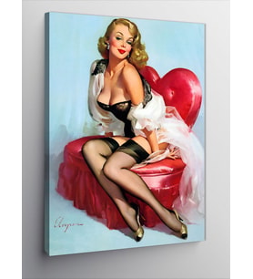 Kanvas Tablo Jartiyerli Pin Up Kadın