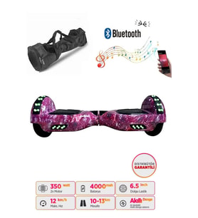 CityMate Elektrikli Kaykay Full Ledli Hoverboard Bluetooth Hoparlörlü 6.5 Inch Çanta Hediyeli D13