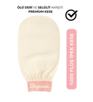 Ekru Banyo Duş Kesesi Peeling Eldiveni %100 Floş Ipek Premium Kadın Ve Erkekler Için (Beyaz-Krem)
