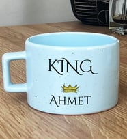 Kişiye Özel King Hediye Pastel Fincan Sevgiliye Hediye (Mavi)