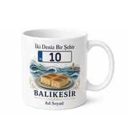 Balıkesir Plakalı İki Deniz Bir Şehir Höşmerim Temalı Çay Kupası Hediye