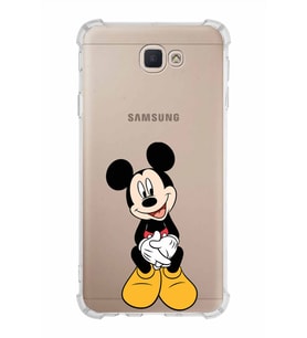 Samsung Galaxy J7 Prime  Köşe Korumalı Antişok Kapak Mickey Mouse Tasarımlı Şeffaf  Kılıf