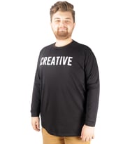 Mode XL Büyük Beden Tshirt Bisiklet Yaka Creative 21194 Siyah