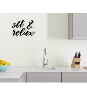 BK Home Sit & Relax Ahşap Duvar Yazısı (Siyah)