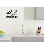 BK Home Sit & Relax Ahşap Duvar Yazısı (Siyah)