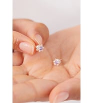 Elika Silver 925 Ayar Gümüş Lila Minimal Kar Tanesi Küpe