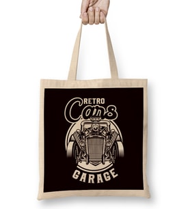 Retro Cars Garage Classic Old American Automobile Car Muscle Bez Çanta Uzun Saplı