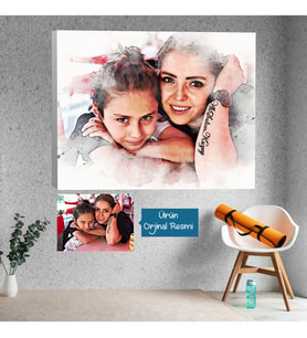 Suluboya Efekti Tarzlı Kişiye Özel Kanvas Tablo