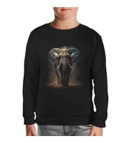 Elephant Walking in the Dust Siyah Çocuk Sweatshirt