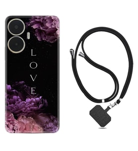 Realme C55 Kılıf Silikon Boyun Askılı İpli Desenli Silikon Love Flow 1664