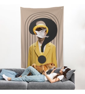 Yüzünde Kuş Olan Adam Pop Art Duvar Örtüsü-7848