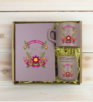 BK Gift Kişiye Özel İsimli DTF Anne Temalı Mat Gri Defter & Kahve Fincanı & Mum Hediye Seti-6, Anneye Hediye, Anneler Günü Hediyesi