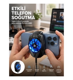Mey İthalat® Telefon Soğutucu Fan Güçlü Motor Radyatör Cep Telefon Soğutma