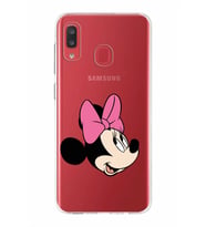 Samsung Galaxy A20  Kapak Minnie Mouse Tasarımlı Şeffaf Silikon Kılıf