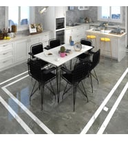 Knsz masa sandalye takımı hem75mazlum byzsyh 130*090 klçsm 6 sandalye syhsyh kolçaklı sırt minderli
