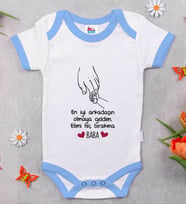 BK Kids Baba Tasarımlı Mavi Bebek Body Zıbın-1