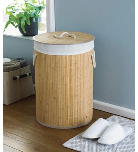 Decohandy Yuvarlak Bambu Kirli Sepeti