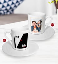 BK Gift Kişiye Özel Babalar Günü Hediyesi Fotoğraflı Türk Kahvesi Fincanı-13 (Beyaz)