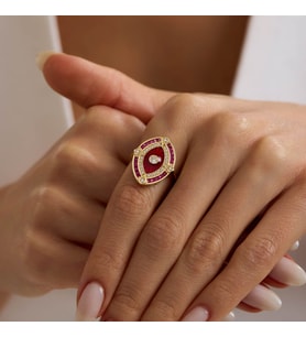 Passion Eye 14 Ayar Altın Yüzük Ruby (Çok Renkli)