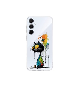 Samsung Galaxy A56 ile Uyumlu Splash Kedi Tasarımlı Şeffaf Silikon Kılıf
