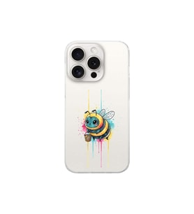 iPhone 15 Pro ile uyumlu Splash arı tasarımlı şeffaf silikon kılıf