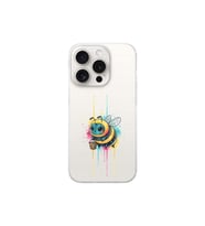 iPhone 15 Pro ile uyumlu Splash arı tasarımlı şeffaf silikon kılıf