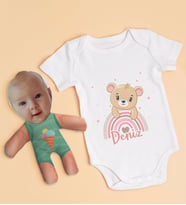 BK Kids Kişiye Özel Fotoğraflı Bebek Yastık ve Bebek Body Zıbın Hediye Seti - Model 10