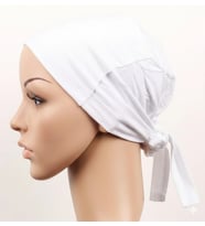 Dikişsiz Bağlamalı Tesettür Bone - Bağlamalı Bandana Beyaz