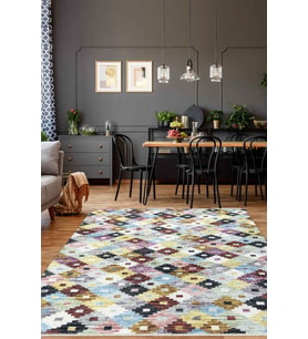 VALENCIA 1502 Renkli Kaymaz Taban Yıkanabilir Modern Halı Kilim