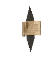 ASLI SİYAH OVAL RATTAN ABAJURLU APLİK