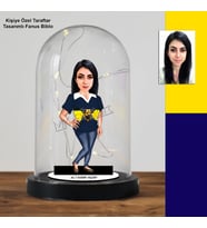 Kişiye Özel Taraftar Sarı Lacivert Karikatürlü Fanus Biblo – LED Işıklı Tasarım