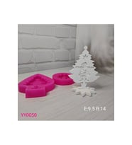 YY0050 Noel Baba İşlemeli Çam Ağacı,Tabanlıklı Silikon Kalıp