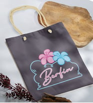 BK Gift Kişiye Özel Yaz Temalı İsimli Antrasit Halat Saplı Kumaş Plaj Çantası -4, Baskılı Omuz Çantası, Alışveriş Çantası, Arkadaşa Hediye, Sevgiliye Hediye