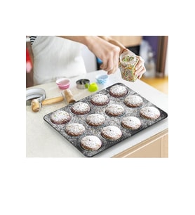 12 Gözlü Muffin Cupcake Kalıbı Yanmaz Yapışmaz Kek Pasta Kurabiye Brownie Fırın Tepsisi (Standart)