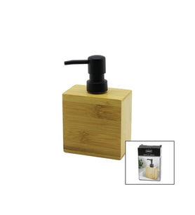 DİKDÖRTGEN  AHŞAP BAMBU SIVI SABUNLUK  SİYAH PLASTİK POMPA   5.8 X 9.9CM - Y: 10CM (5343)