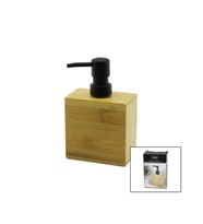DİKDÖRTGEN  AHŞAP BAMBU SIVI SABUNLUK  SİYAH PLASTİK POMPA   5.8 X 9.9CM - Y: 10CM (5343)