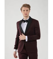 Bordo Erkek Slim Fit Düz Sivri Yaka Smokin Takım - 92433
