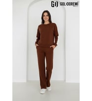 Gd Goldoremi 040 Modal Kadın Şerit Detaylı Kolları Manşetli Bol Kesim Eşofman Takım