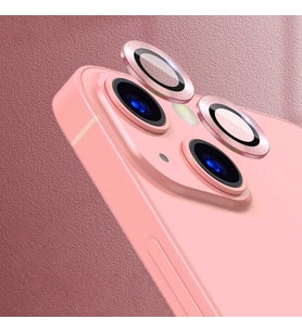 Apple Apple iPhone 13 Mini Kamera Lens Koruyucu HD Kalite Çerçeveli Tempered Glass Cam (Pembe)
