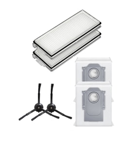 Roborock QRevo S Uyumlu 2 Adet Hepa Filtre 2 Adet Siyah Yan Fırça 2 Adet Toz Torbası
