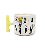 Cat Love Baskılı Sarı Kulplu T Kupa
