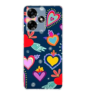 PrintiFy İnfinix Hot 30i ile Uyumlu Retro Color 3  Kamera Korumalı Şeffaf  Kılıf