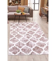 Dijidekor Halı Bej Maça Desenli Yıkanabilir Saçaksız Kesme İnce Yolluk Kilim Salon Halısı Modelleri