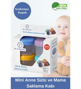 F BLACKSTONE 4'lü Ölçülü Sızdırmaz Saklama Kabı - Anne Sütü Bebek Beslenme Mama Kabı Seti 4x180 ml (Karışık)
