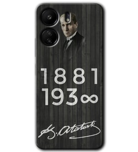Xiaomi Redmi 13C Kılıf HD Desen Baskılı Kılıf - Atatürk Ahşap İmza